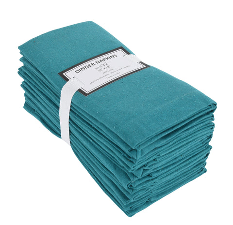 Lushomes Cloth Napkin Set of 12 with Mitted Corners, Cotton Table Dinner Linen, Eco-Friendly Cotton Fabric, Machine Washable for Dinner, Restaurant & Banquet, 18x18 Inches (45x45 Cms), Teal Blue