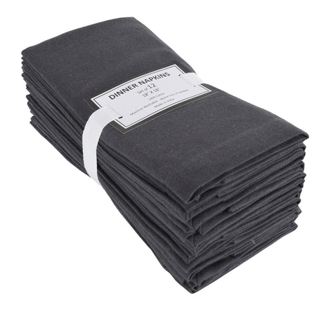 Lushomes Cloth Napkin Set of 12 with Mitted Corners, Cotton Table Dinner Linen, Eco-Friendly Cotton Fabric, Machine Washable for Dinner, Restaurant & Banquet, 18x18 Inches (45x45 Cms), Steel Grey