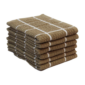 Lushomes Kitchen Cleaning Cloth, Terry Cotton Dish Machine Washable Towels for Home Use, 6 Pcs Beige Checks Hand Towel, Pack of 6 Towel, 16x26 Inches, 360 GSM  (40x65 Cms, Set of 6,  )