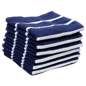 Lushomes Kitchen Cleaning Cloth, Terry Cotton Dish Machine Washable Towels for Home Use, 6 Pcs Blue Stripes Hand Towel, Pack of 6 Towel, 18x26 Inches, 360 GSM (45x65 Cms, Set of 6,  )