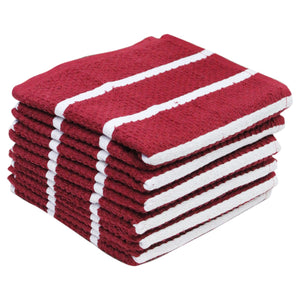 Lushomes Kitchen Cleaning Cloth, Terry Cotton Dish Machine Washable Towels for Home Use, 6 Pcs Maroon Stripes Hand Towel, Pack of 6 Towel, 18x26 Inches , 360 GSM (45x65 Cms, Set of 6,  )