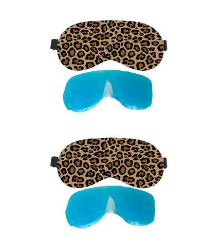 Lushomes Leopard Printed Super Soft Velvet Eye mask with Gel Tube (2 Pcs of Eye Mask and 2 Pcs of Gel Tube- Pack of 4) - Lushomes