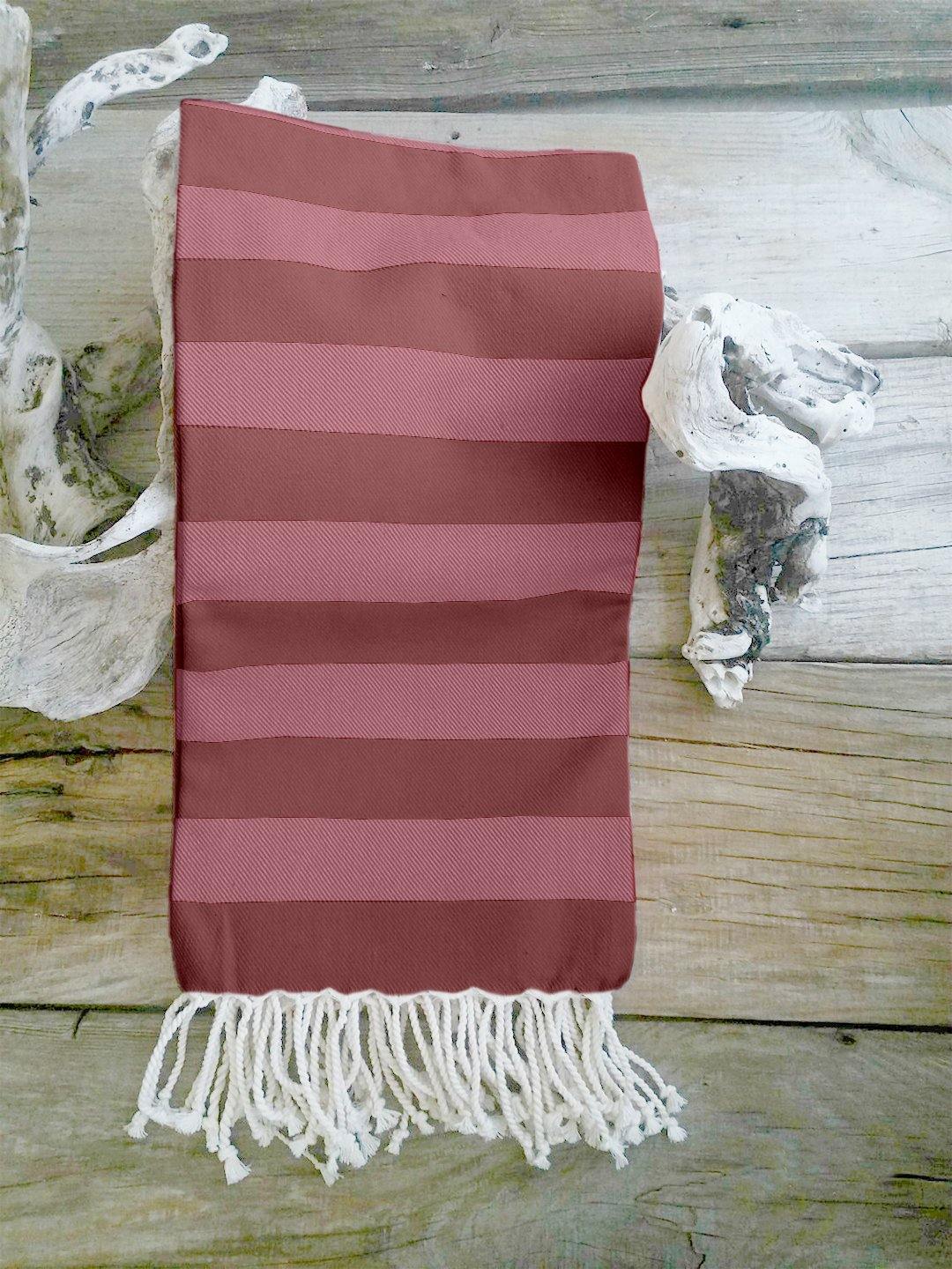 Lushomes Hammam Red Fouta Towel Cotton Multipurpose Towel With Fringes (76 x 152 cms, Single Pc). - Lushomes