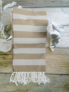 Lushomes Hammam Beige Fouta Towel Cotton Multipurpose Towel With Fringes (76 x 152 cms, Single Pc). - Lushomes