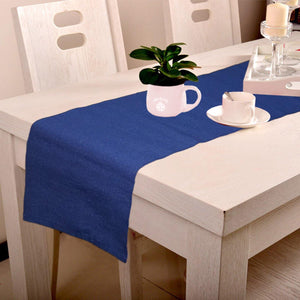 Lushomes Cotton Navy Blue Unidyed Ribbed Table Runner (Size 33 x 180 cms, Single Pc) - Lushomes