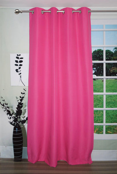 Lushomes Pink Water Repellent Frankfurt Matty Door Curtain with 8 metal eyelets & tie back (Size: 52" x 90", Single pc) - Lushomes
