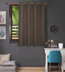 Lushomes Brown Water Repellent Frankfurt Matty Curtain with 8 metal eyelets & tie back for Window (Single pc pack) - Lushomes