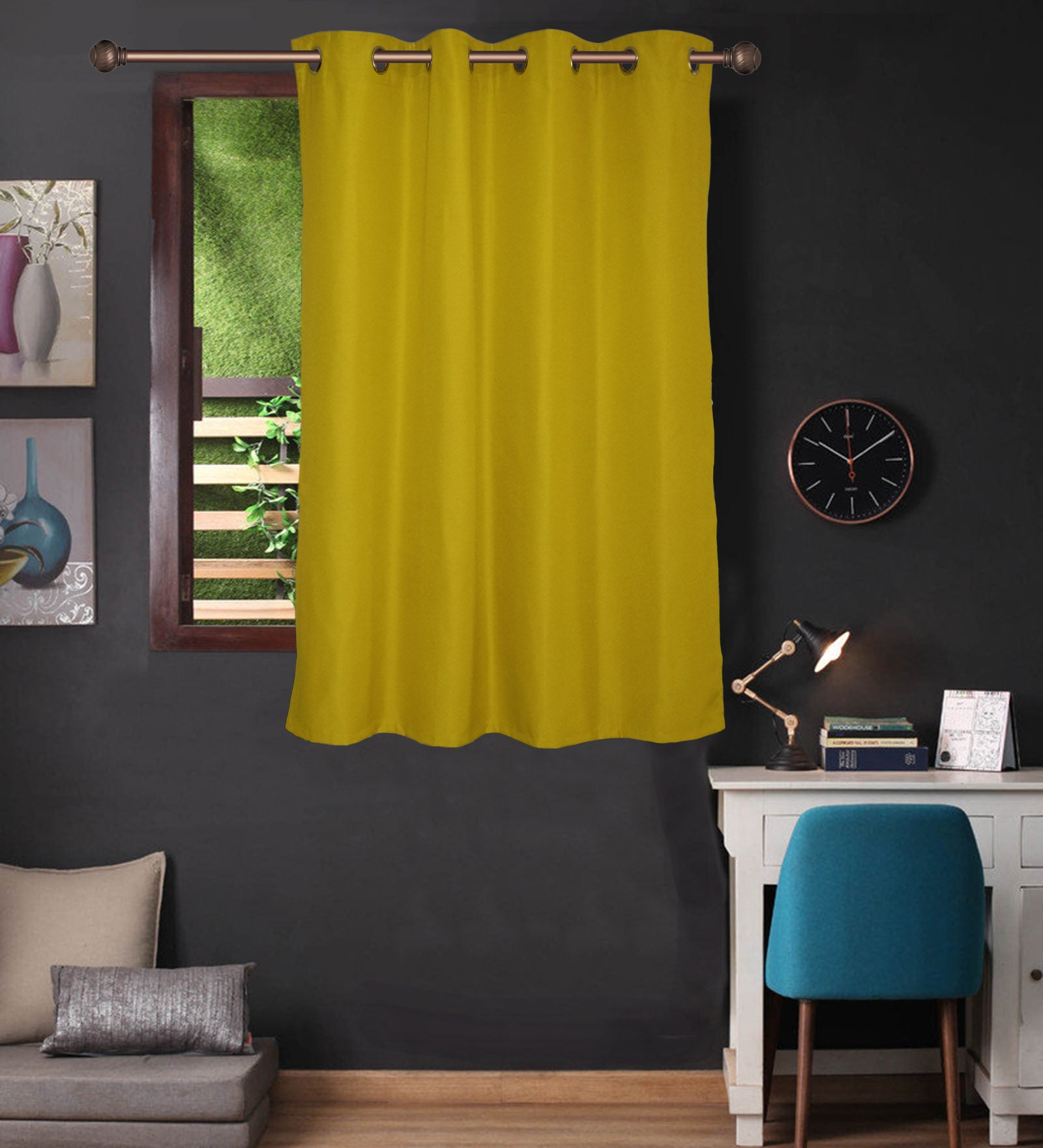 Lushomes outdoor curtains for balcony waterproof, curtains 5 feet long with 8 Metal Eyelets, 4.5 FT x 5 FT, curtains & drapes, Parda, Green (54 x 60 inches, Single pc)