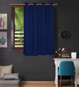 Lushomes Navy Blue Water Repellent Frankfurt Matty Curtain with 8 metal eyelets & tie back for Window (Single pc pack) - Lushomes