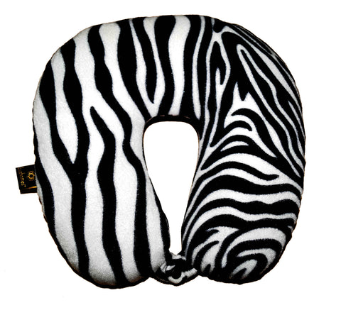Lushomes Travel Pillow, White Zebra Skin Printed Neck Pillow, neck pillow for travel, For Flights, for Train, for neck pain sleeping (Single pc, Size: 12 x 12 inches)