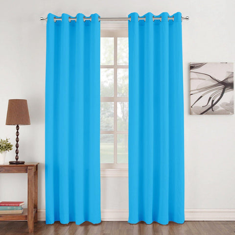 Lushomes Basic Plain Turquoise Microfiber Door Curtains with Smooth Finish (54 x 90 inch or 140 x 230 cms, 2 Pcs) - Lushomes