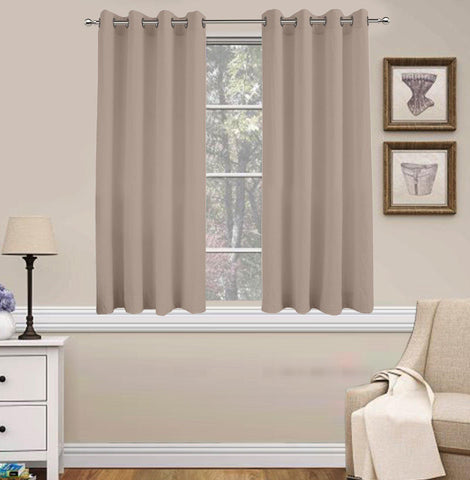 Lushomes Basic Plain Taupe Microfiber Window Curtains with Smooth Finish (54 x 60 inch or 140 x 150 cms, 2 Pcs) - Lushomes