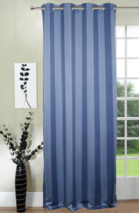 Lushomes Stripes Adorable Blue Curtain for Door (single pc) - Lushomes