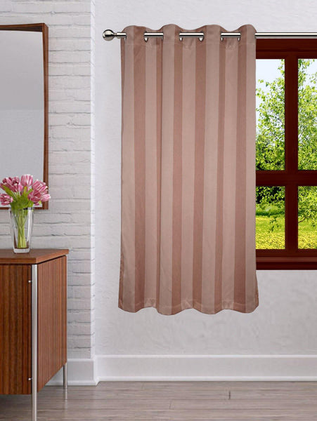 Lushomes Stripes Adorable Light Brown Curtain for Window (single pc) - Lushomes