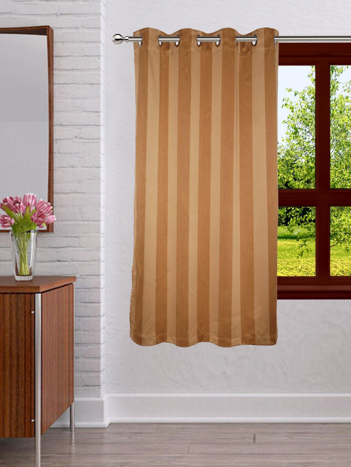 Lushomes Stripes Adorable Gold Curtain for Window (single pc) - Lushomes
