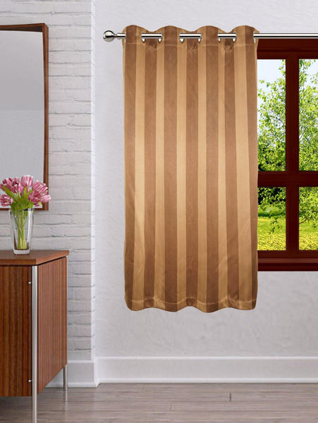 Lushomes Stripes Adorable Dark Brown Curtain for Window (single pc) - Lushomes