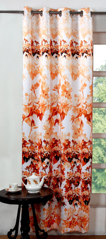 Lushomes Digitally Printed Orange Blossom Polyester Blackout Curtains for Doors (Single pc) - Lushomes