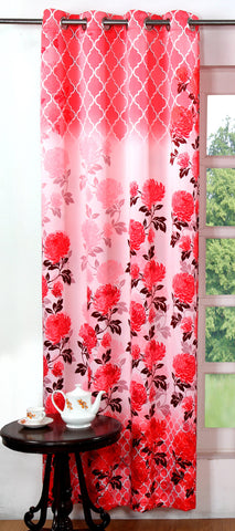 Lushomes Digitally Printed Pink Blossom Polyester Blackout Curtains for Doors (Single pc) - Lushomes