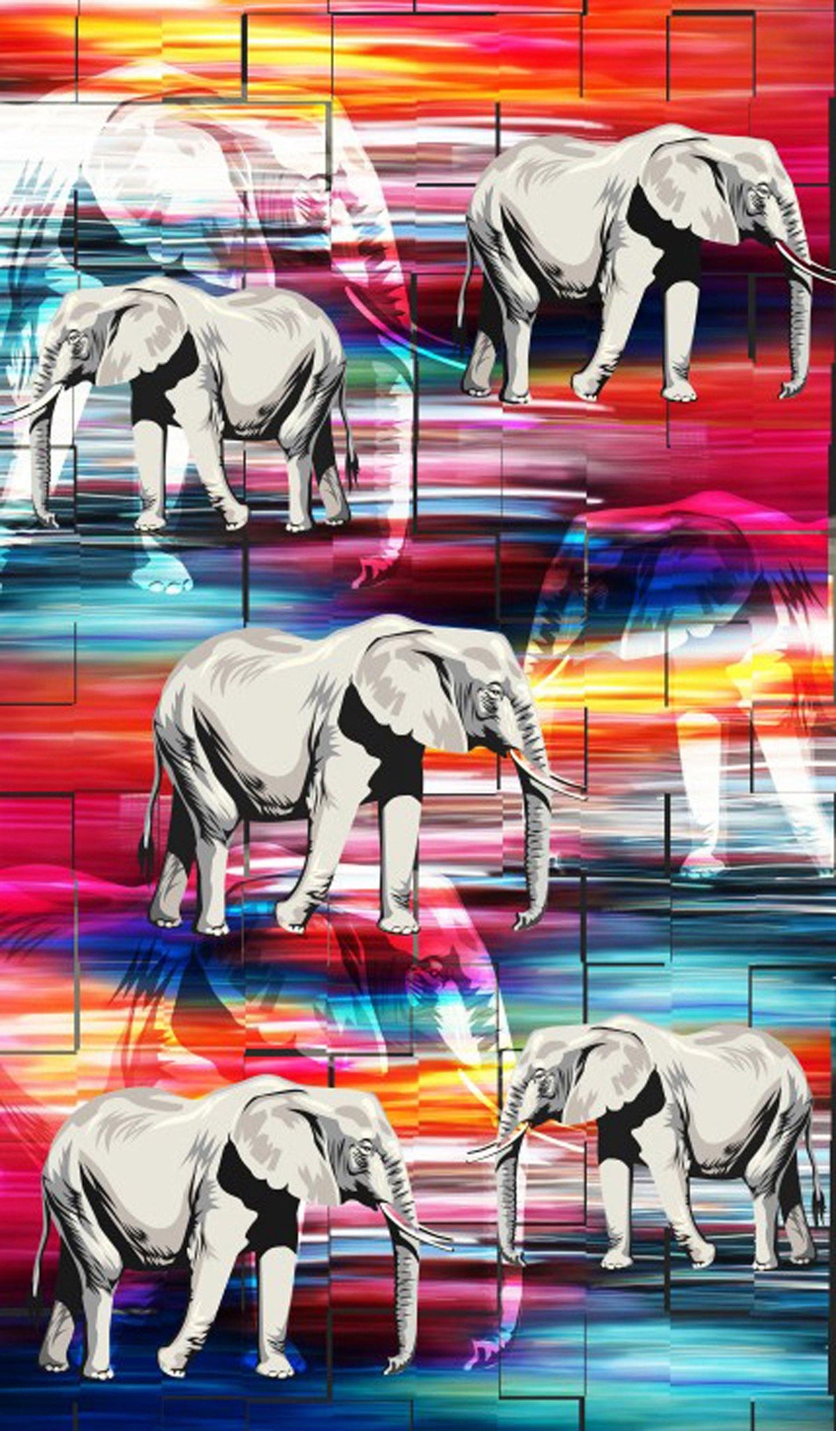 Lushomes Digitally Printed Elephant Polyester Blackout Curtains for Doors (Single pc) - Lushomes