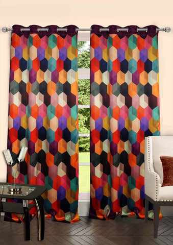 Lushomes Digitally Printed Galaxy Polyester Blackout Curtains with 6 Metal Eyelets for Doors - Lushomes