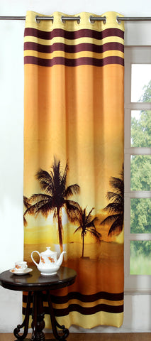 Lushomes Digitally Printed Beach Polyester Blackout Curtains for Long Doors (Single pc) - Lushomes