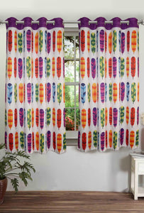 Lushomes Digitally Printed Feather Polyster Curtains with Eyelets for Windows - Lushomes