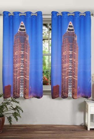 Lushomes Digitally Printed Frankfurt Polyster Curtains with Eyelets for Windows - Lushomes