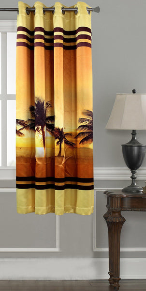 Lushomes Digitally Printed Beach Polyester Blackout Curtains for Windows (Single pc) - Lushomes