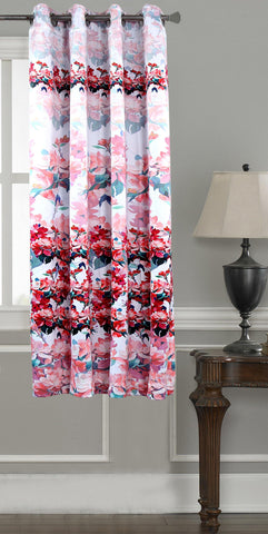 Lushomes Digitally Printed Red Blossom Polyester Blackout Curtains for Windows (Single pc) - Lushomes