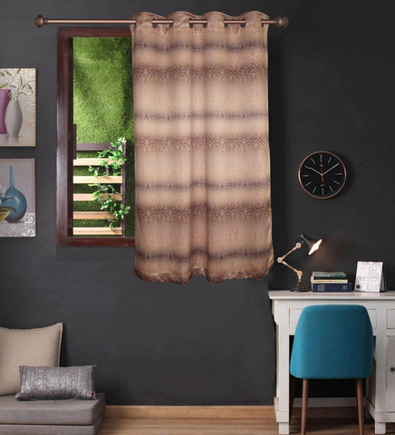 Lushomes Uber Premium 3D Printed Light Brown Based Abstract Window Curtains (Single Pc, Size 54 x 60 inch, 8 metal eyelets) - Lushomes