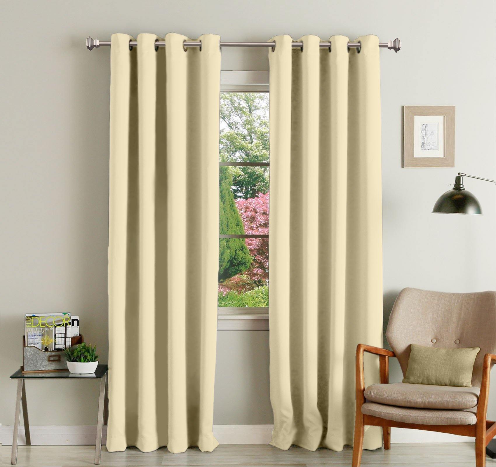 Lushomes Off White Polyester Blackout Curtains with 8 Eyelets for Door - Lushomes