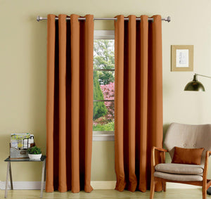 Lushomes Coffee Polyester Blackout Curtains with 8 Eyelets for Door - Lushomes