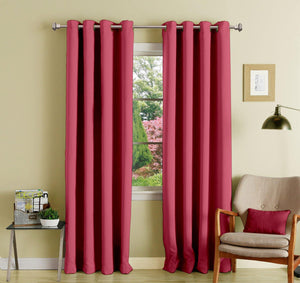 Lushomes Light Pink Polyester Blackout Curtains with 8 Eyelets for Door - Lushomes