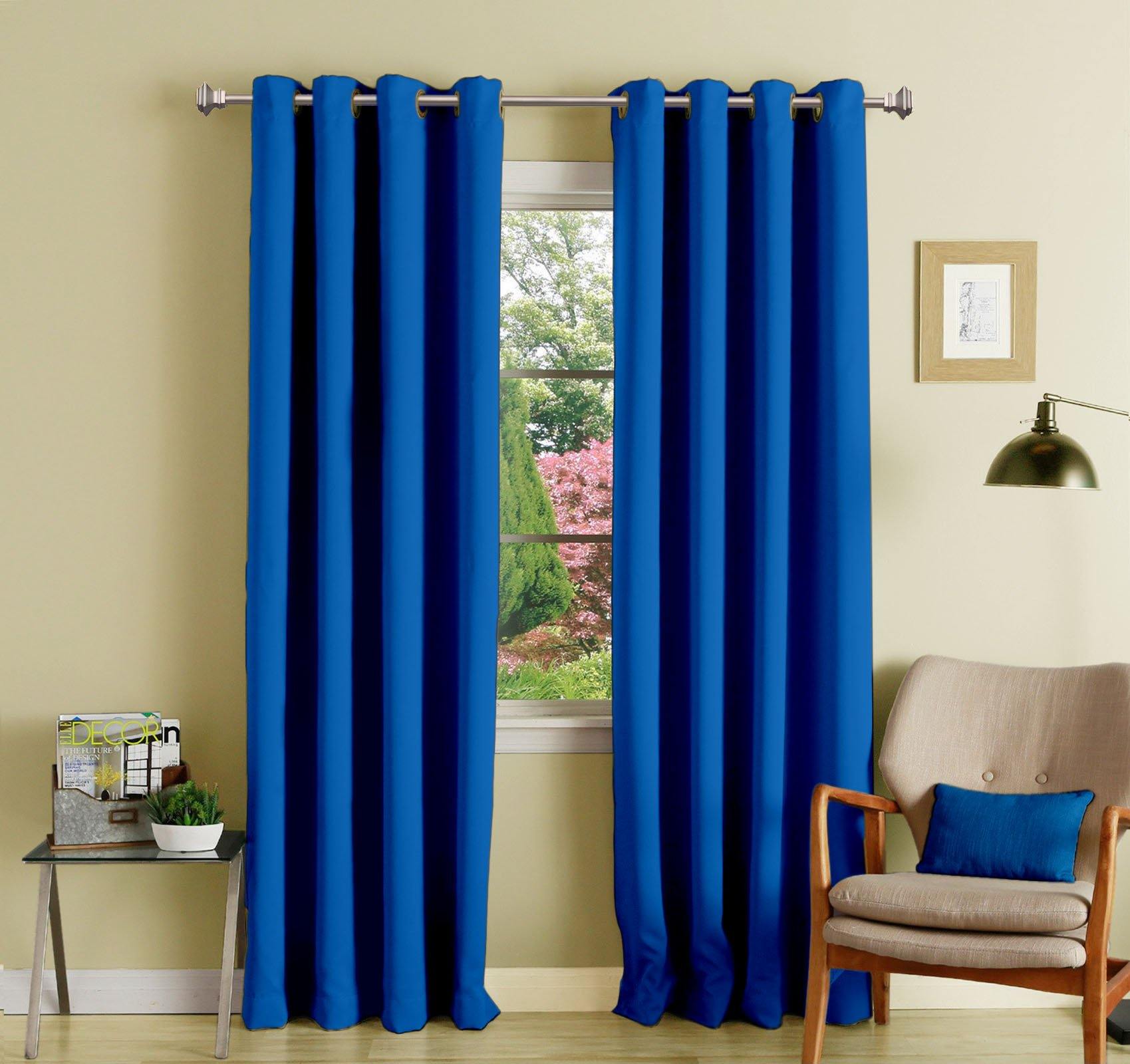 Lushomes Fire Blue Polyester Blackout Curtains with 8 Eyelets for Door - Lushomes