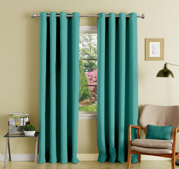 Lushomes Blue Stone Polyester Blackout Curtains with 8 Eyelets for Door - Lushomes