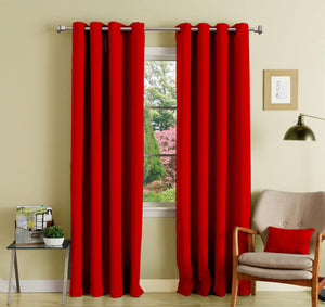 Lushomes Red Polyester Blackout Curtains with 8 Eyelets for Door - Lushomes