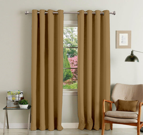 Lushomes Brown Polyester Blackout Curtains with 8 Eyelets for Long Door - Lushomes