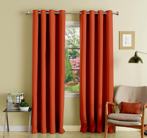 Lushomes Maroon Polyester Blackout Curtains with 8 Eyelets for Long Door - Lushomes