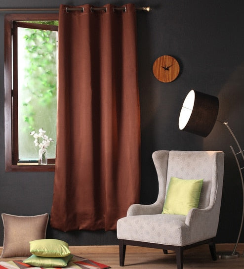Lushomes blackout curtains 9 feet, Dark Brown Door Curtains with 8 Metal Eyelets, curtains & drapes, Parda, 9 feet curtains, long door curtains 9 feet (54 x 108 inches, single pc)