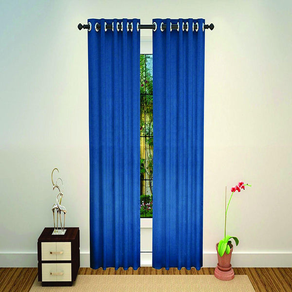 Lushomes Polyester Blackout  Long Door Curtain - 9 feet, Blue - Lushomes