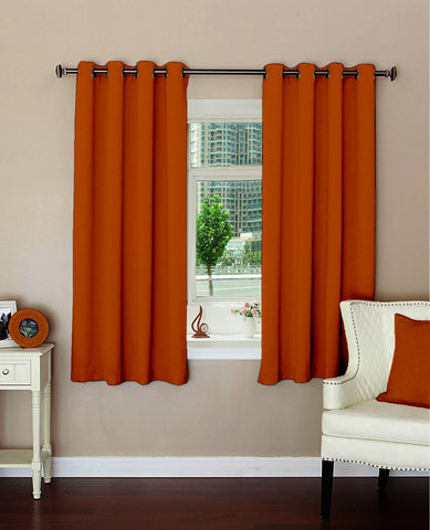 Lushomes room darkening curtains 5 feet, Mango Yellow Window Curtains with 8 Metal Eyelets (54 x 60 inches, Single pc)
