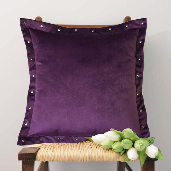 Lushomes Smooth Violet Velvet Cushion covers with some metallic Oomph (Single Pc, 16‰۝ x 16‰۝) - Lushomes