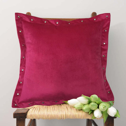 Lushomes Smooth Fuchsia Velvet Cushion covers with some metallic Oomph (Single Pc, 16‰۝ x 16‰۝) - Lushomes