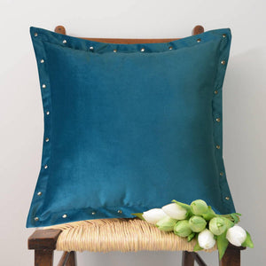 Lushomes Smooth Sky Blue Velvet Cushion covers with some metallic Oomph (Single Pc, 16‰۝ x 16‰۝) - Lushomes