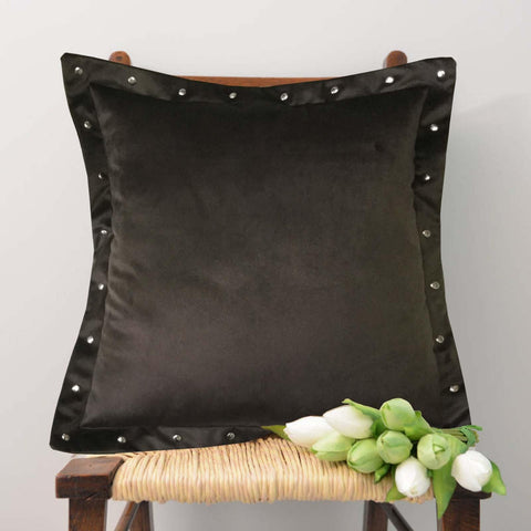 Lushomes Smooth Chocolate Brown Velvet Cushion covers with some metallic Oomph (Single Pc, 16‰۝ x 16‰۝) - Lushomes