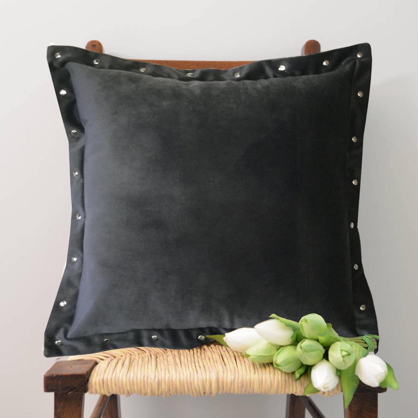 Lushomes Smooth Dark Grey Velvet Cushion covers with some metallic Oomph (Single Pc, 16‰۝ x 16‰۝) - Lushomes