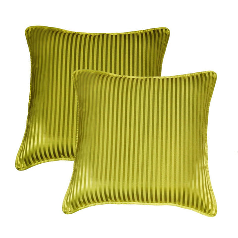 Lushomes green contemporary stripped cushion cover with plain piping, 12 x 12‰۝(Pack of 2) Torantina Collection - Lushomes