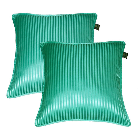 Lushomes sea green contemporary stripped cushion cover with plain piping, 12 x 12‰۝(Pack of 2) Torantina Collection - Lushomes