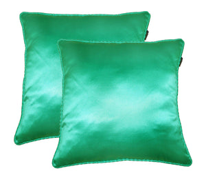 Lushomes sea green contemporary plain cushion cover with striped piping, 16 x 16‰۝(Pack of 2) Torantina Collection - Lushomes