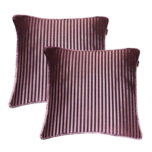 Lushomes purple contemporary stripped cushion cover with plain piping, 16 x 16‰۝(Pack of 2) Torantina Collection - Lushomes